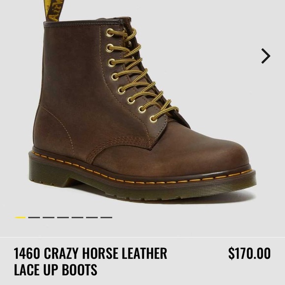 DR. MARTENS 1460 CRAZY HORSE LEATHER LACE UP BOOTS - (Ladies 6/Mens 5) - Picture 9 of 9